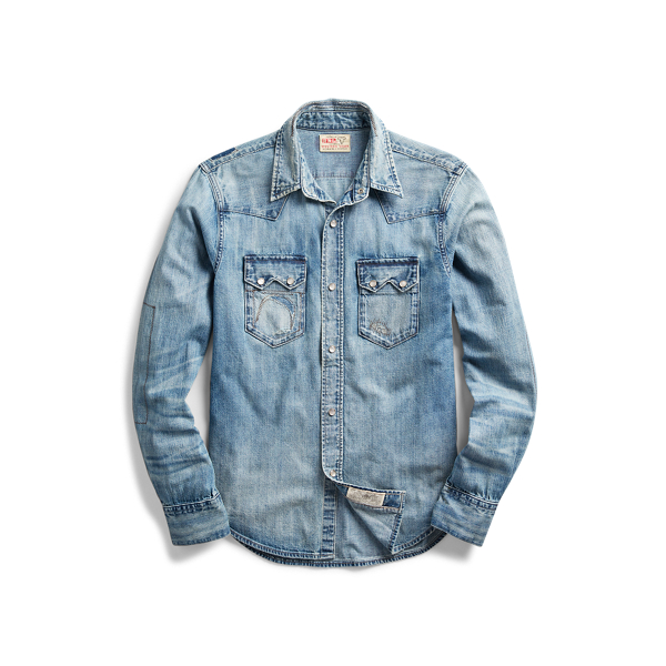 rrl slim fit denim western shirt