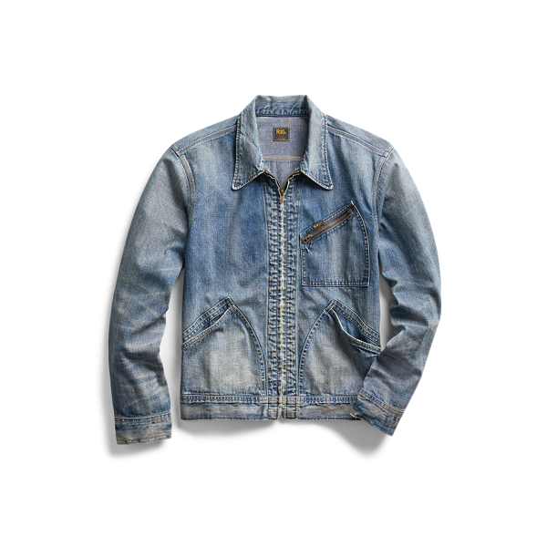 zip front denim jacket
