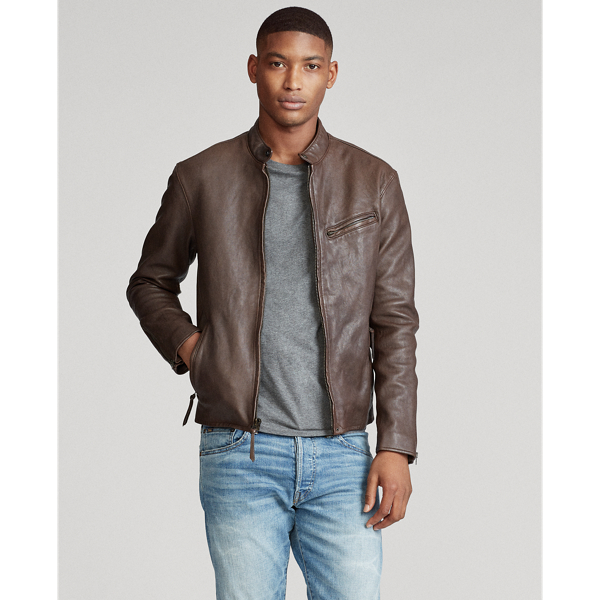 polo cafe racer leather jacket