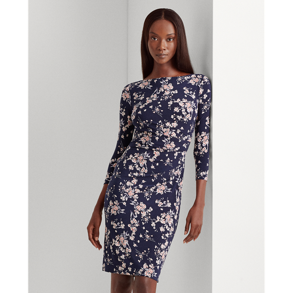ralph lauren floral ruched jersey dress