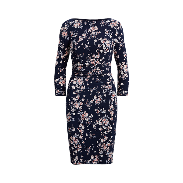 ralph lauren floral ruched jersey dress