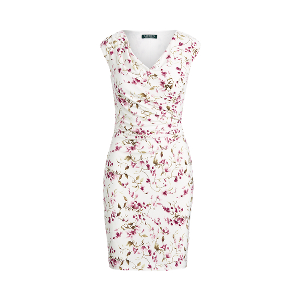 lauren ralph lauren floral surplice jersey dress