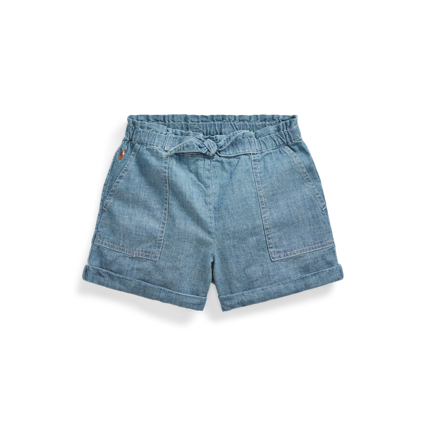 Calções em chambray de algodão