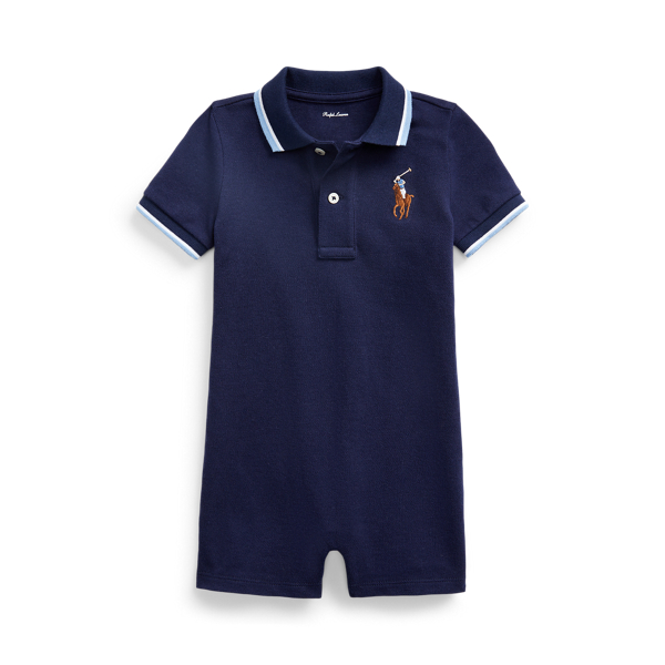 cotton mesh polo shortall