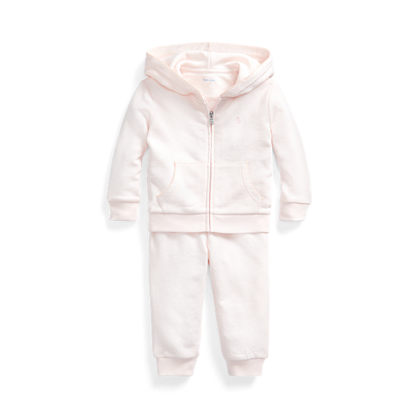 Polo Ralph Lauren Baby Girl's 2-piece Velour Hoodie & Joggers Set In Delicate Pink
