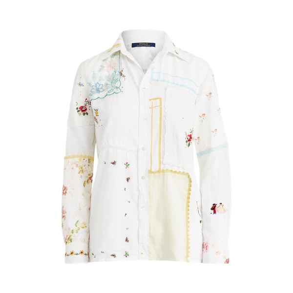 Patchwork-Hemd aus Baumwoll-Voile