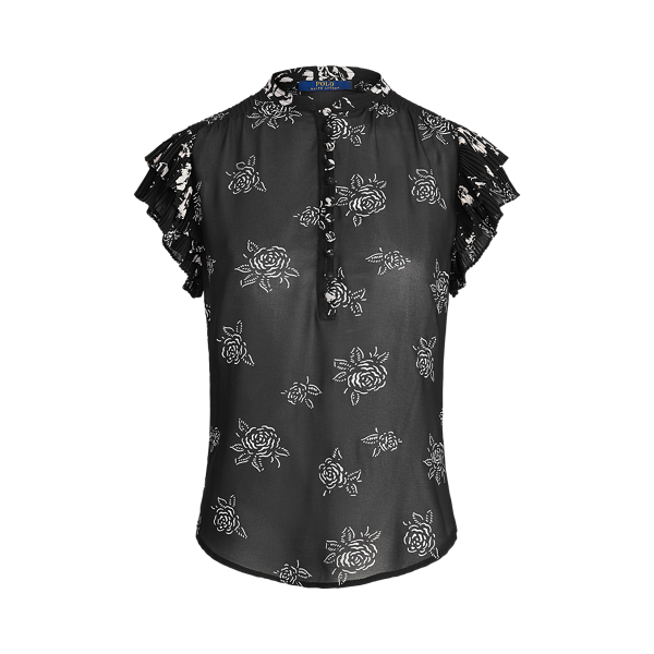 Cr&ecirc;pe-Bluse mit Rosen-Print