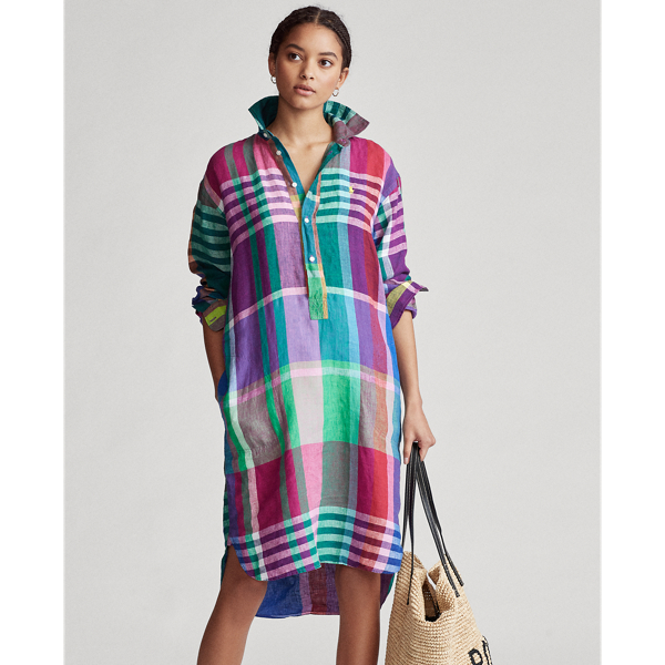 polo ralph lauren linen madras dress