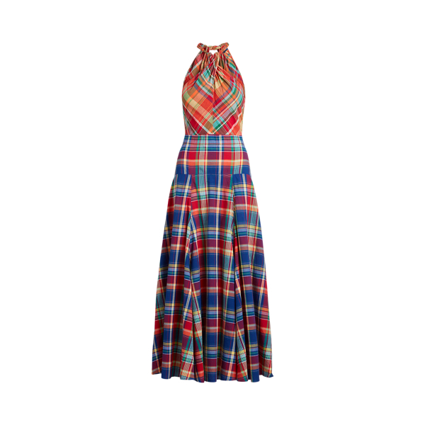 Maxi robe dos nu en coton madras