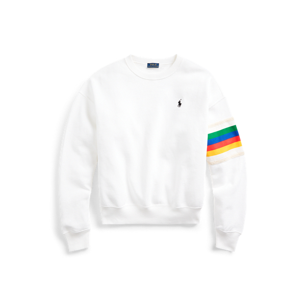 Rainbow-Trim Fleece Sweatshirt