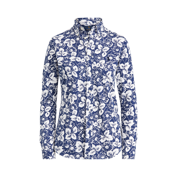 Gebl&uuml;mtes Oxfordhemd aus Baumwolle