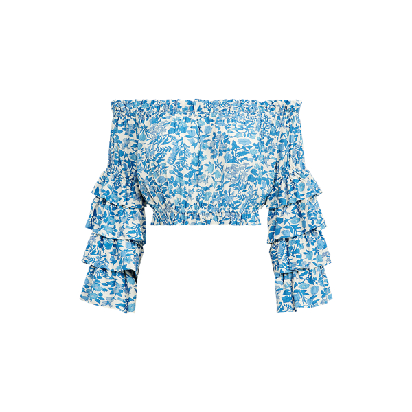 Gebl&uuml;mtes Kurztop aus Cr&ecirc;pe