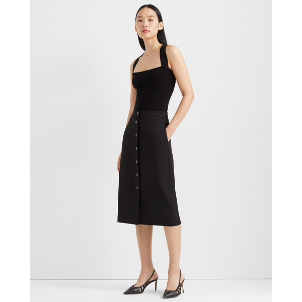 Image of Club Monaco Black Accent Button Pencil Skirt in Size