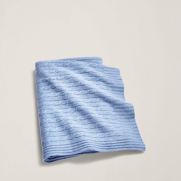 Ralph Lauren Cable Cashmere Throw Blanket In Blue ModeSens