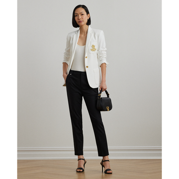 These essential trousers are crafted from stretch-infused cotton and designed with a streamlined silhouette.