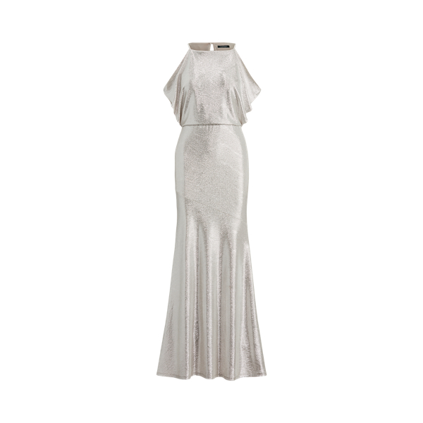 Metallic Cold-Shoulder Gown