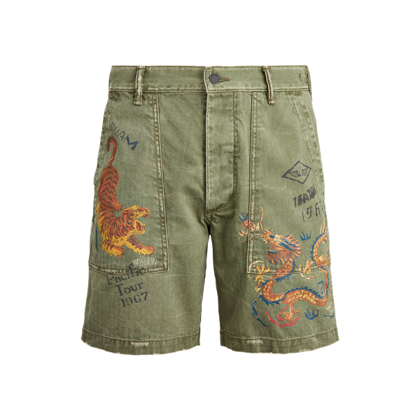 khaki polo shorts with horses