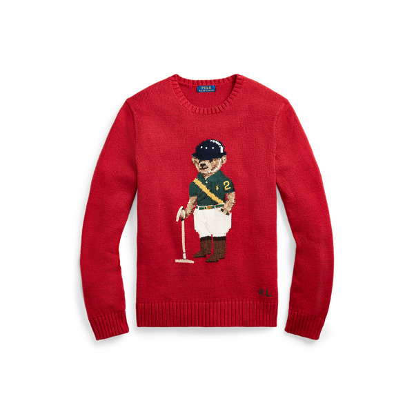 red polo sweater with bear