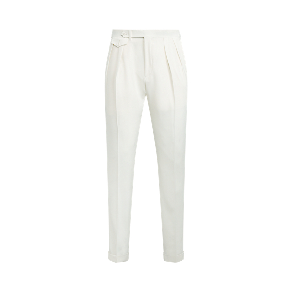 Shop Ralph Lauren Pleated Wool Barathea Trouser In Cream