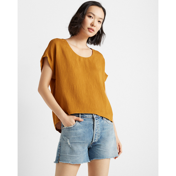 yellow scoop neck top