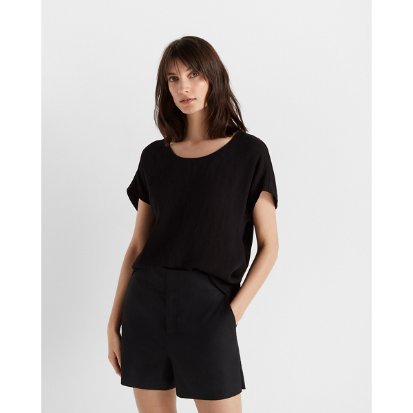 Image of Club Monaco Black Textured Scoop Neck Top in Size XS