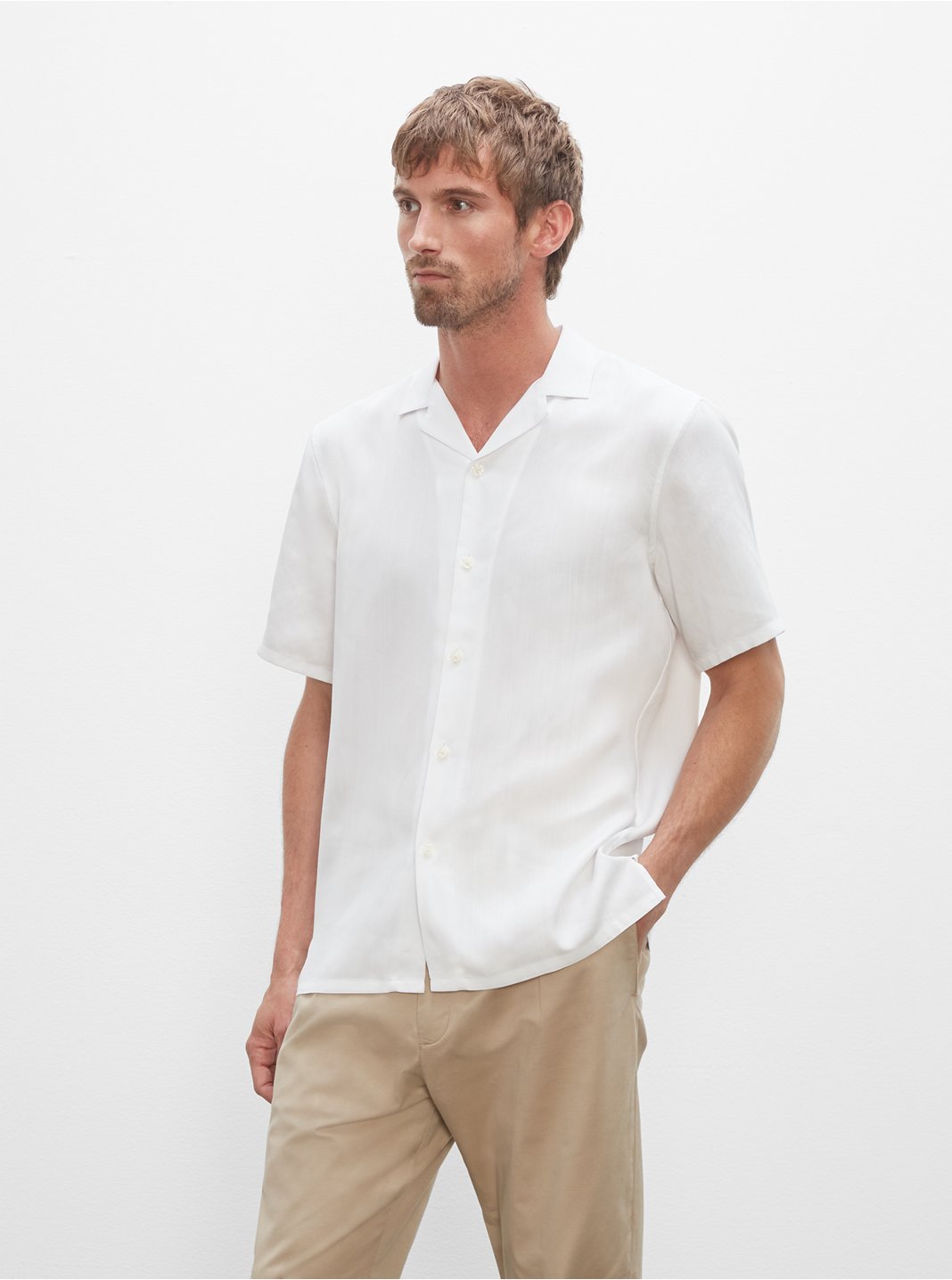 클럽 모나코 셔츠 Club Monaco Short Sleeve Camp Collar Shirt,White