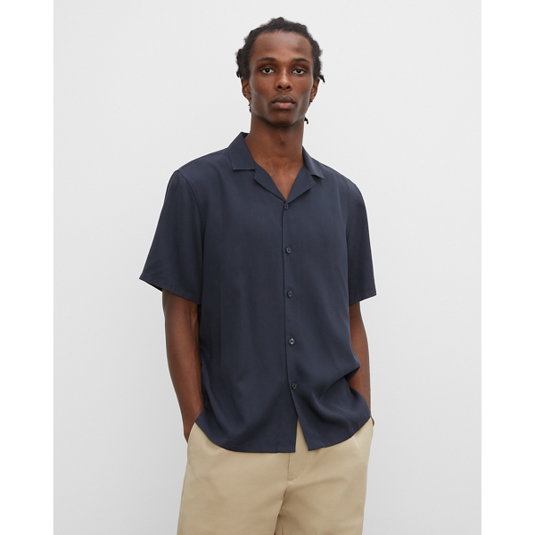 navy camp collar shirt