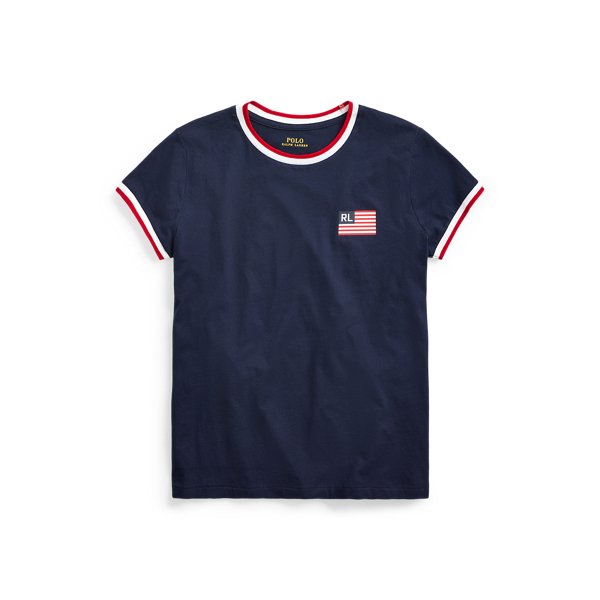Jersey-T-Shirt mit Flagge