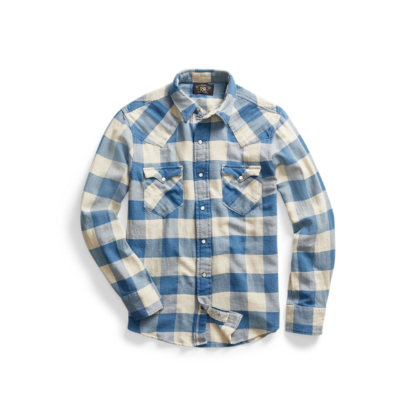 Slim Fit Plaid Twill Western Shirt