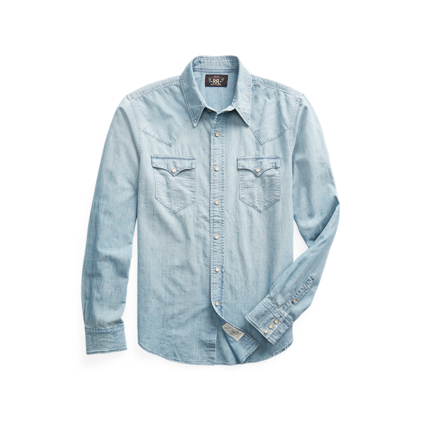 Chemise western cintrée en chambray