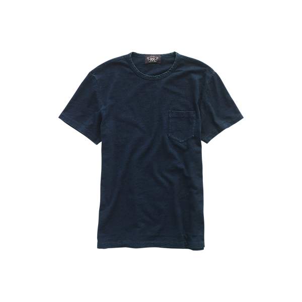 RRL Indigo jersey T-shirt met zak 1