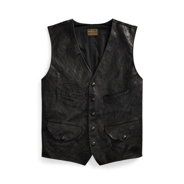 DOUBLE RL HAND-TOOLED LEATHER VEST