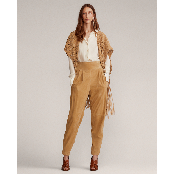 Ralph Lauren Collection Krystie Leather Macramé Poncho 3