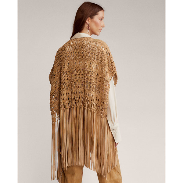 Ralph Lauren Collection Krystie Leather Macramé Poncho 5