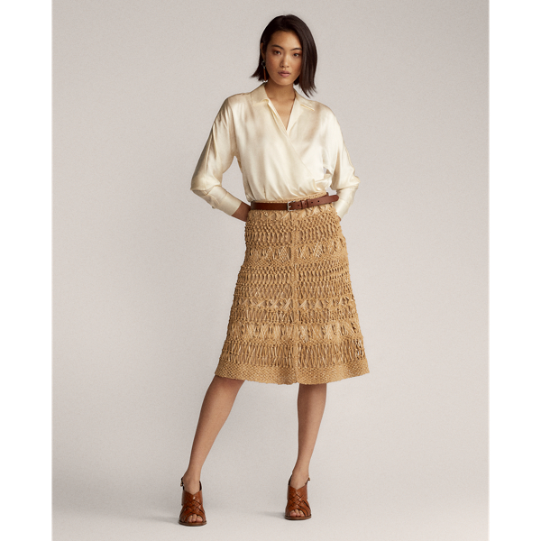 Ralph Lauren Collection Bryant Leather Macramé Skirt 1