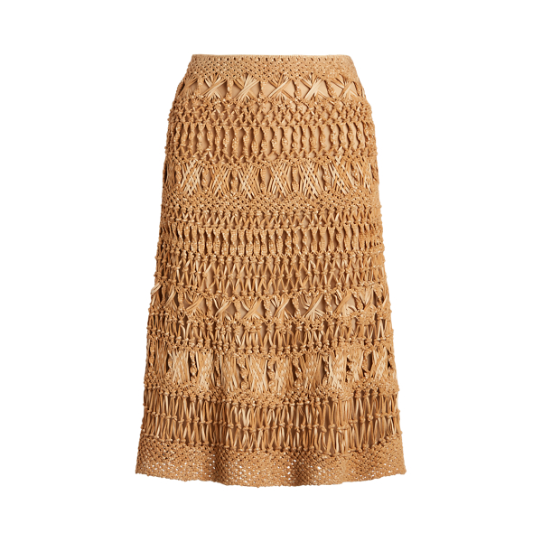 Ralph Lauren Collection Bryant Leather Macramé Skirt 2