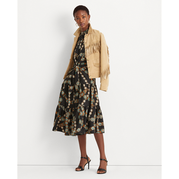 Lauren Belt-Print Crepe Shirtdress 1