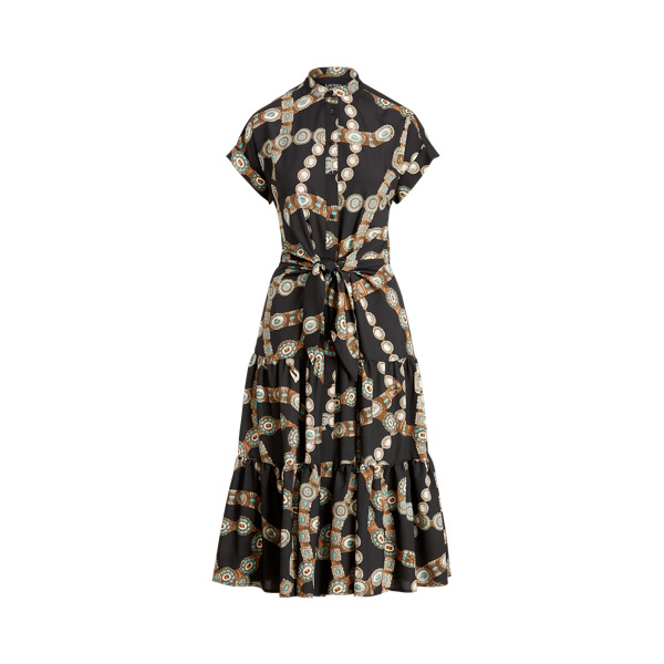 Robe-chemise en crêpe à motif ceinture