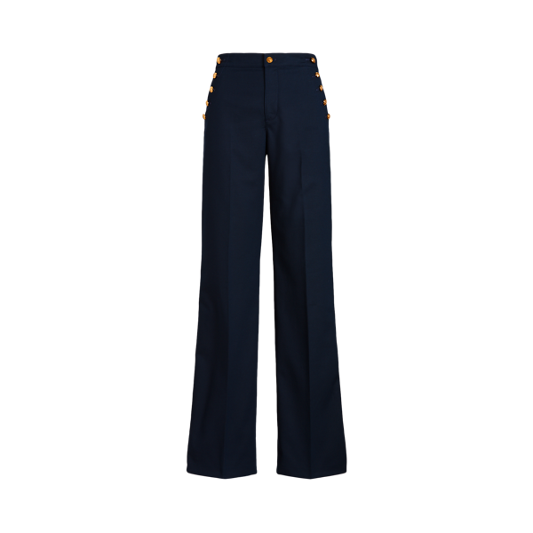 Pantalon jambe large à bordure boutonnée