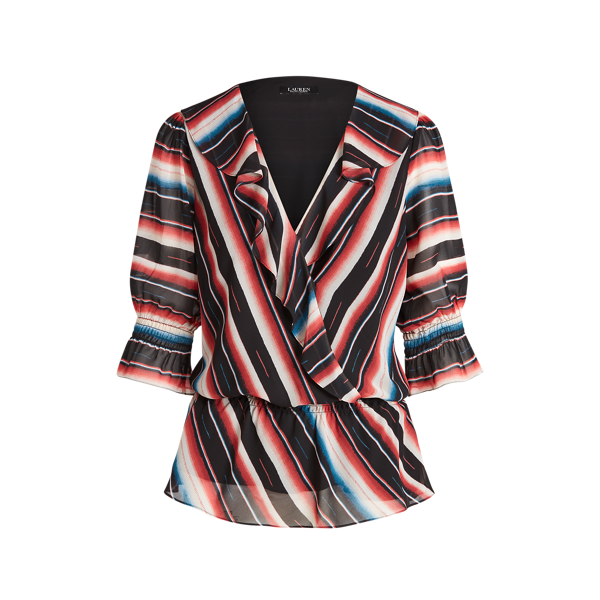 Chemisier à basque en georgette rayée