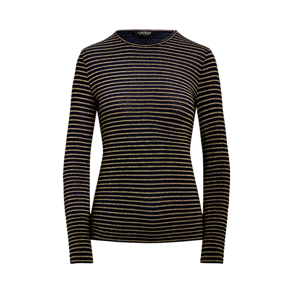 Haut en jersey rayé et métallisé