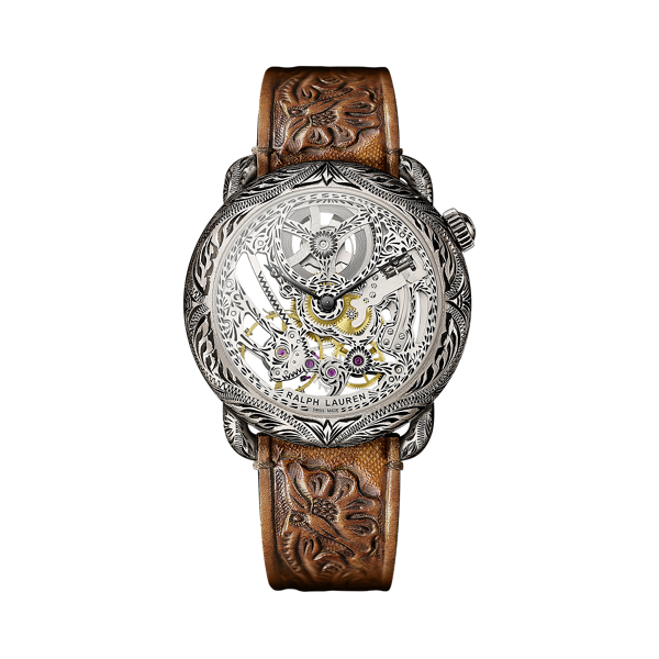 45 MM Engraved Sterling Silver Skeleton