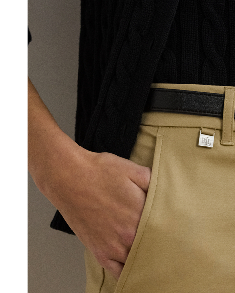 These essential trousers are crafted from stretch-infused cotton and designed with a streamlined silhouette.