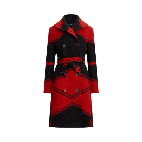 Manteau en jacquard ceinturé