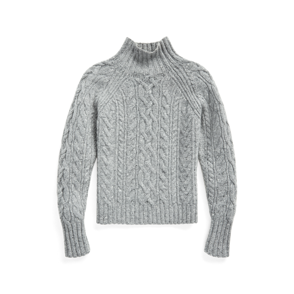 Pull col roulé en tricot d'Aran en laine