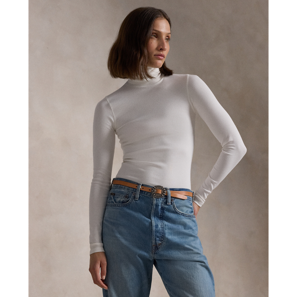 Polo Ralph Lauren Stretch Ribbed Turtleneck In Dark Loden