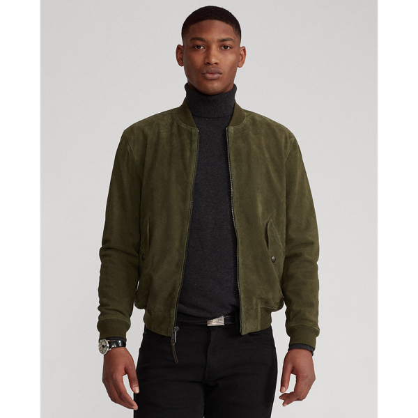 polo ralph lauren men's suede bomber jacket