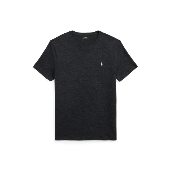 Ralph Lauren Custom Slim Fit Jersey Crewneck T-shirt In Black Marl Heather/grey