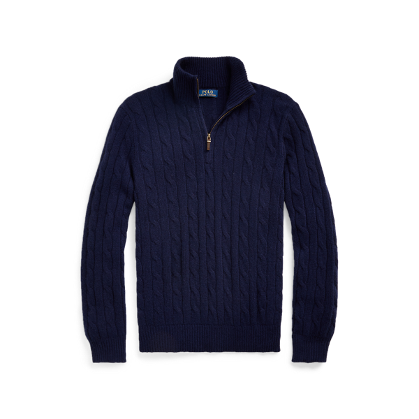 Pull demi-zippé en cachemire torsadé