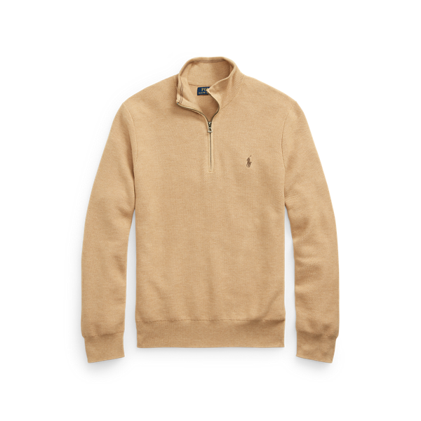 Pull demi-zippé en coton piqué